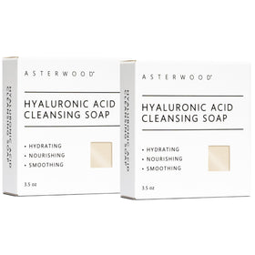 Asterwood Hyaluronic Acid cleansing face soap bar, hydrating texture for daily cleansing.