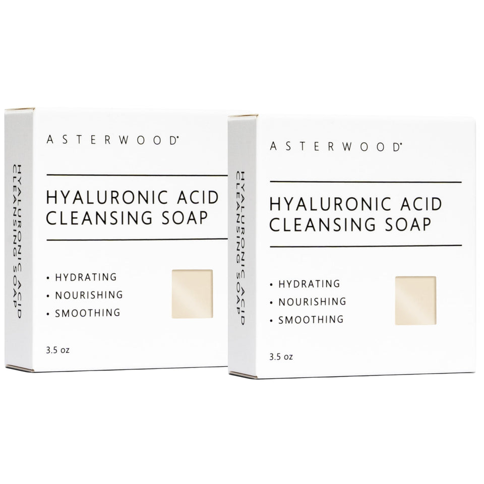 Asterwood Hyaluronic Acid cleansing face soap bar, hydrating texture for daily cleansing.
