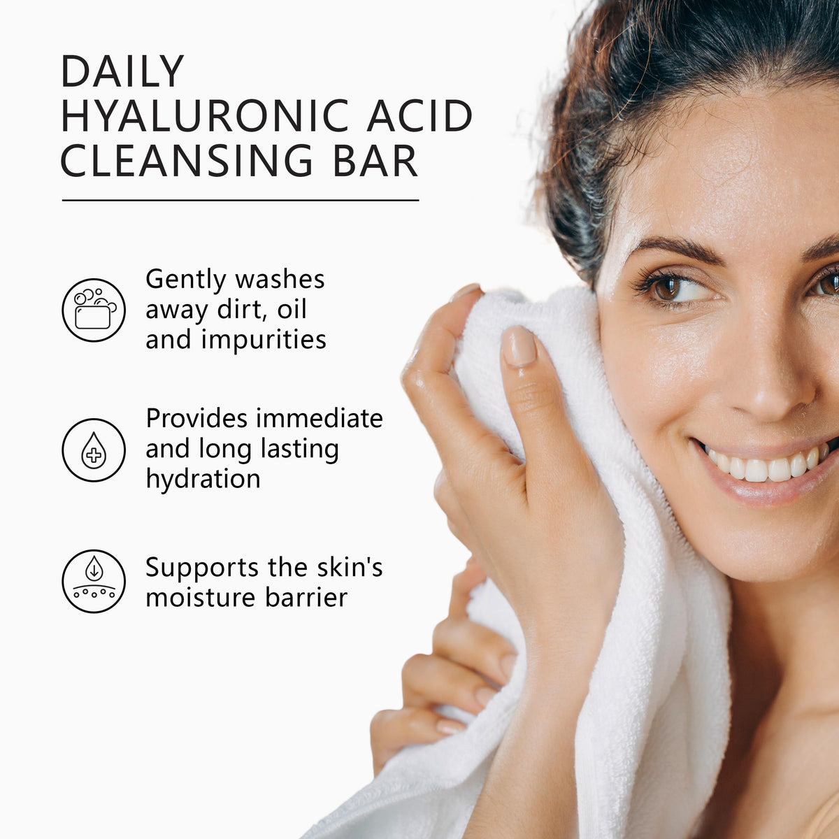 Asterwood Hyaluronic Acid cleansing soap packaging highlights fragrance-free design for sensitive skin.
