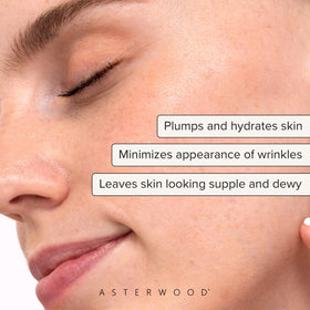 Asterwood Hyaluronic Serum dropper pouring to hydrate and plump skin.