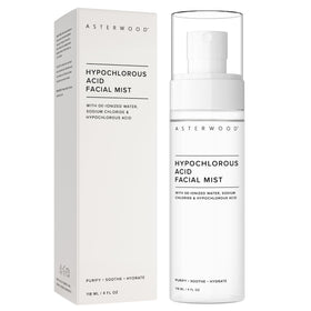 Asterwood Hypochlorous Face Spray bottle shown for gentle cleansing and soothing skin.