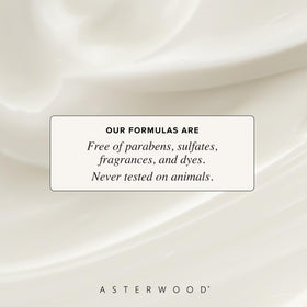 Asterwood bottle design supports sensitive skin with hypoallergenic formula.