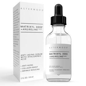 Asterwood serum bottle with pump closeup for fragrance-free hydration.