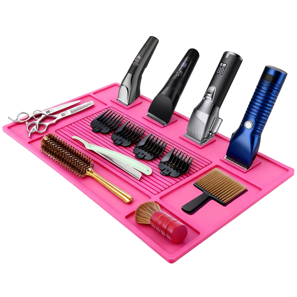 ASTONFOG magnet barber mat with slots organizing scissors and guards