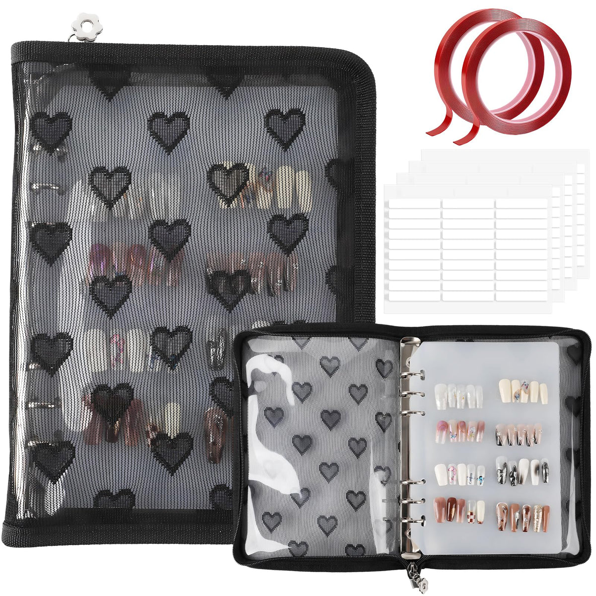 ASTONFOG press on nail storage book cover keeps nails organized on the go.