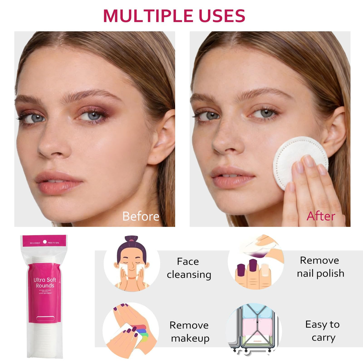 Astraescly face makeup removal use demonstrating versatile application on the full face