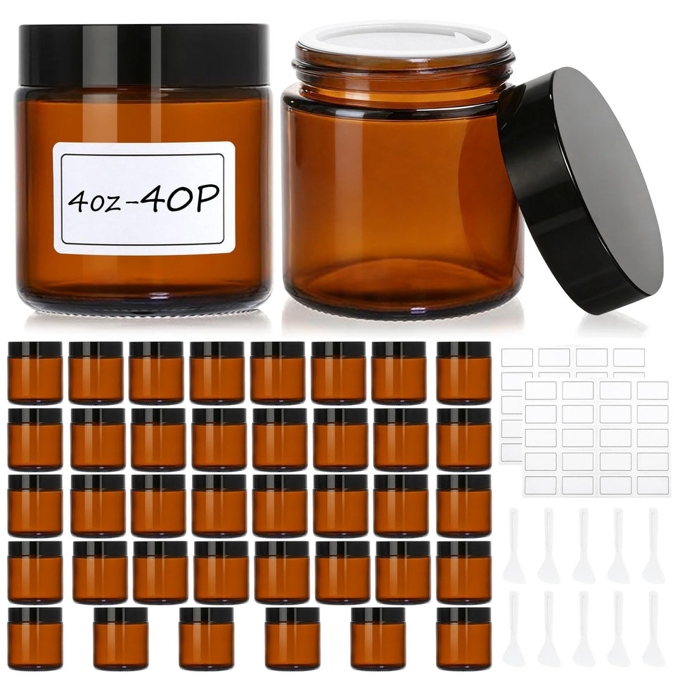AstrivixDD 4oz amber glass jar with lid for safe essential oil storage.
