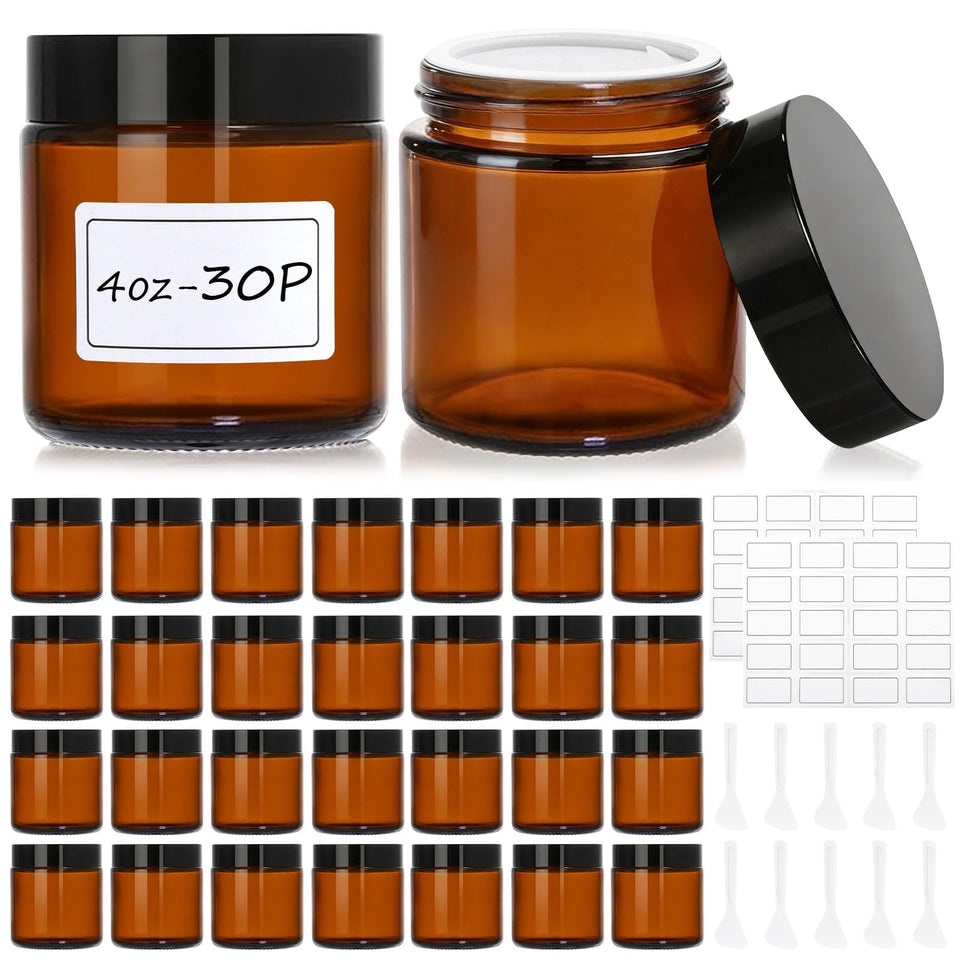 AstrivixDD amber glass jar 4oz with lid for UV-protected essential oil storage