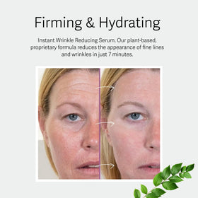 Athena 7 Minute Lift serum texture swatch highlighting creamy plant-based formula for gentle application.