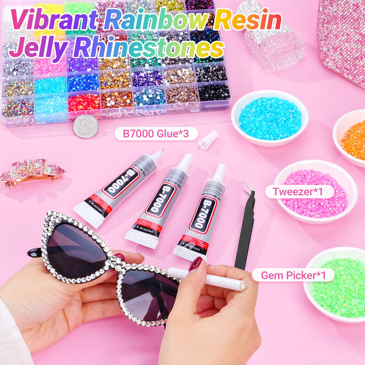 Atifober AB-coated 3mm rhinestones for sparkling fabric and accessories.