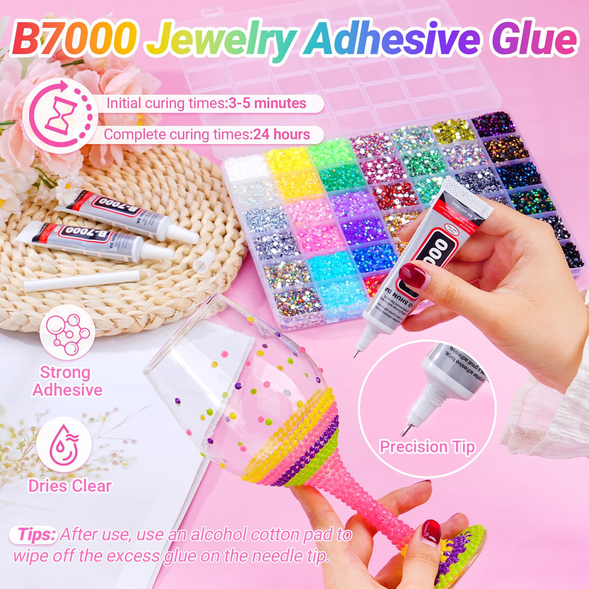 Atifober B7000 glue dries clear for strong, neat adhesion across surfaces.