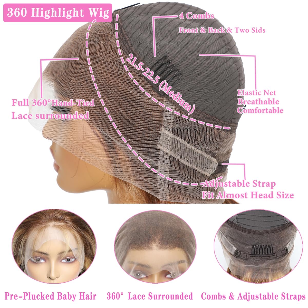 Atilck full lace wig offers flexible parting for natural hairline.