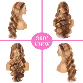 Atilck honey blonde wig features pre-plucked hairline for easy wear.