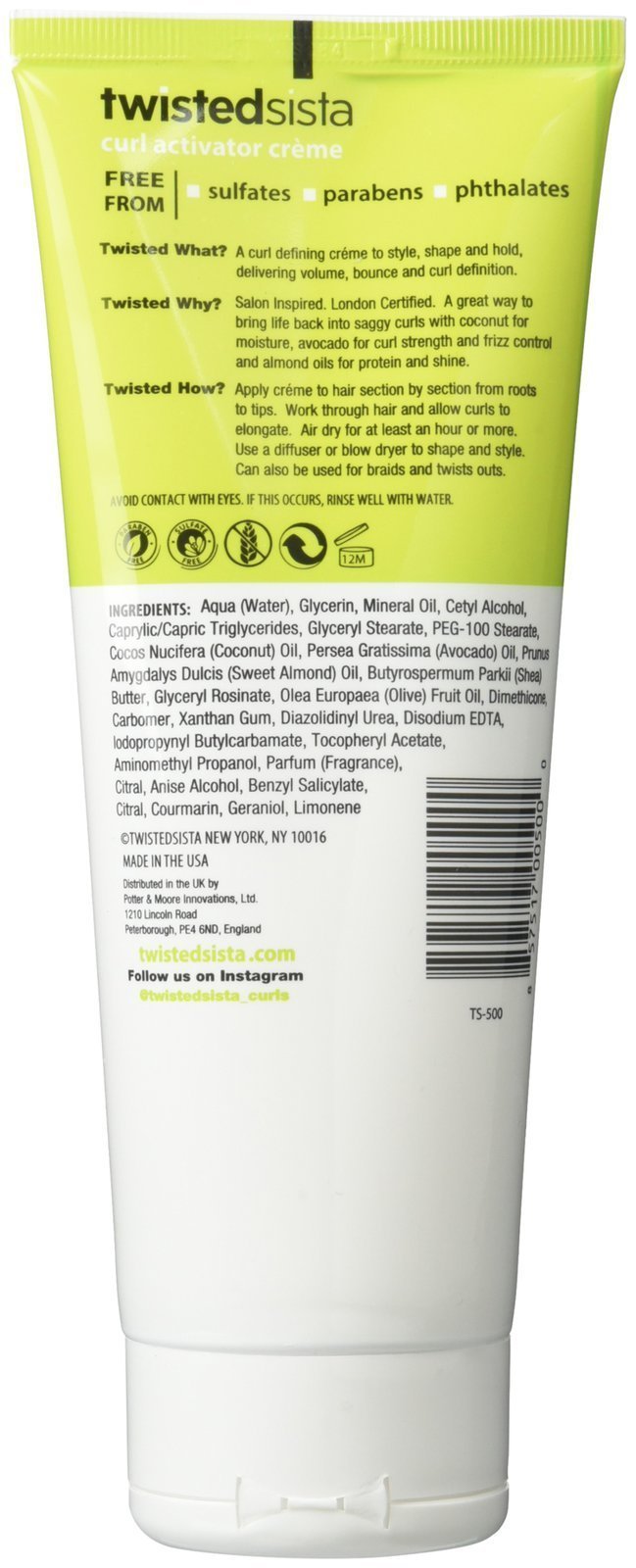 Atlas Ethnic Company Twisted Sista Curl Activator cream jar shows avocado oil for smoother, more defined curls.