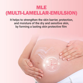 ATOPALM product on the belly during application illustrating soothing care