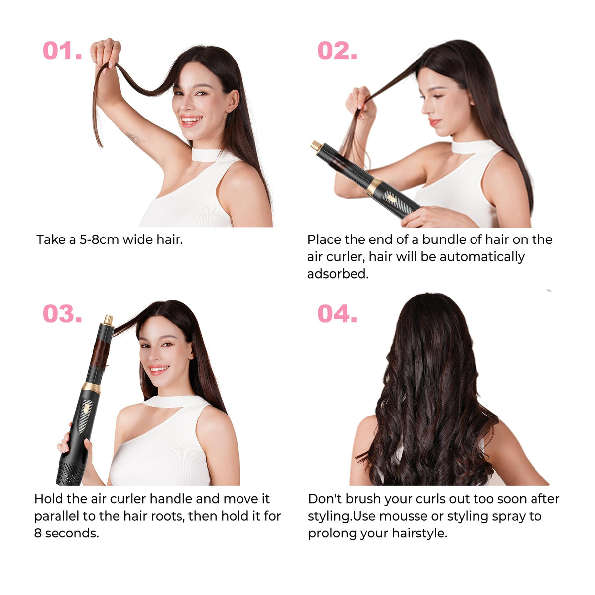 Atopskins curling brush attachment adds voluminous waves and bounce.