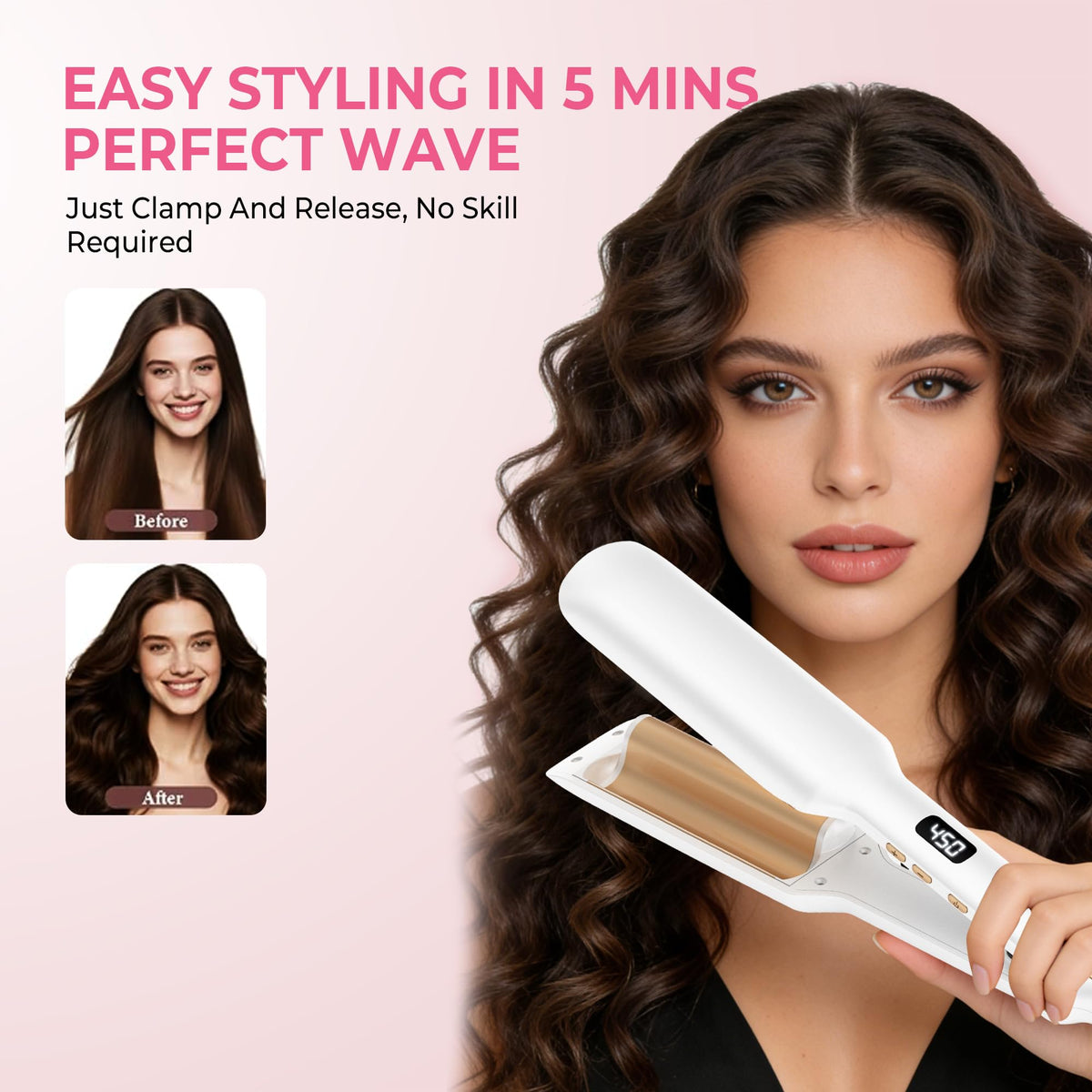 Dual voltage travel-ready Atopskins Hair Crimper Waver with UK/EU plug