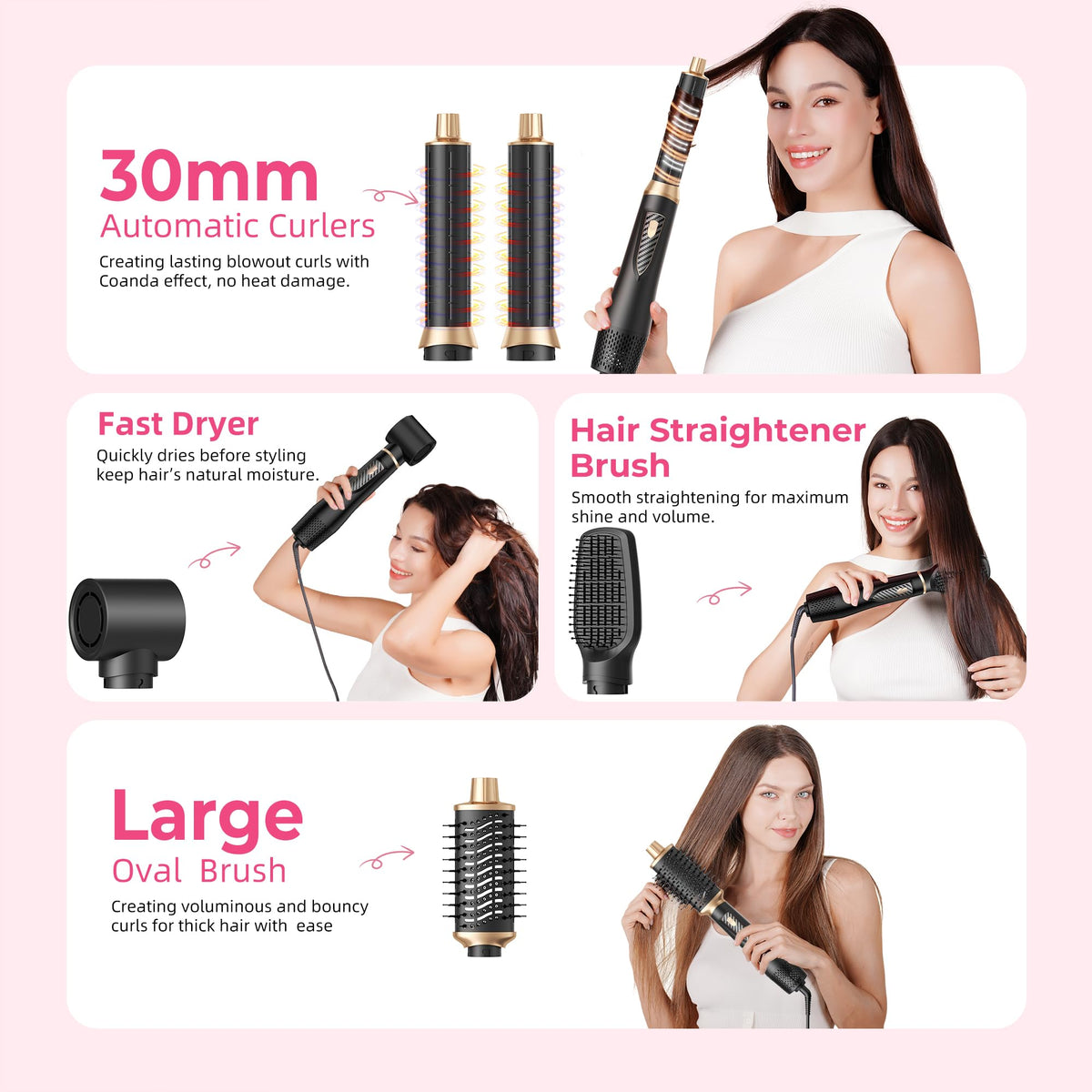 Atopskins ionic ceramic technology boosts shine while reducing frizz during styling.