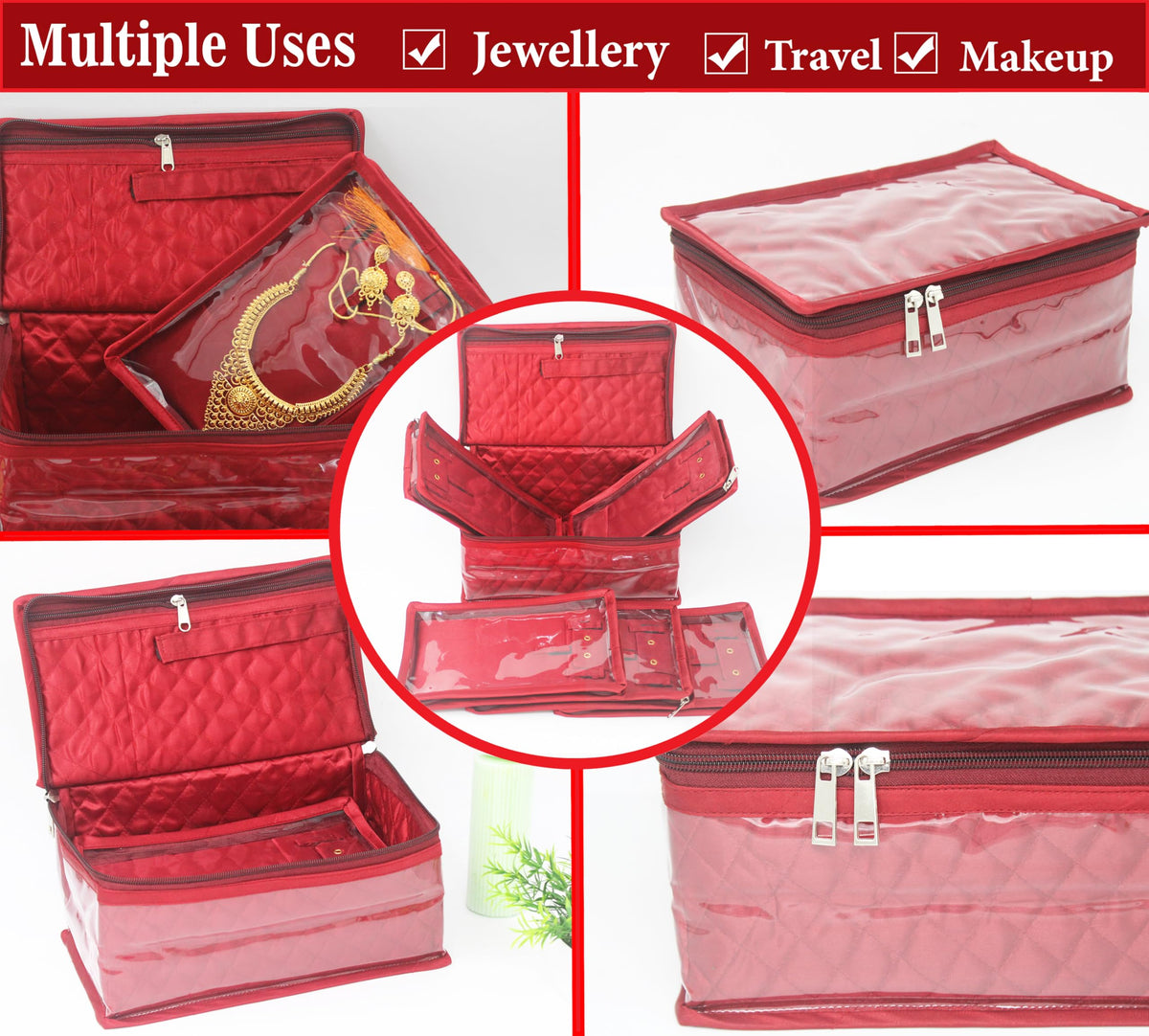 atorakushon satin makeup pouch maroon durable outer case protection