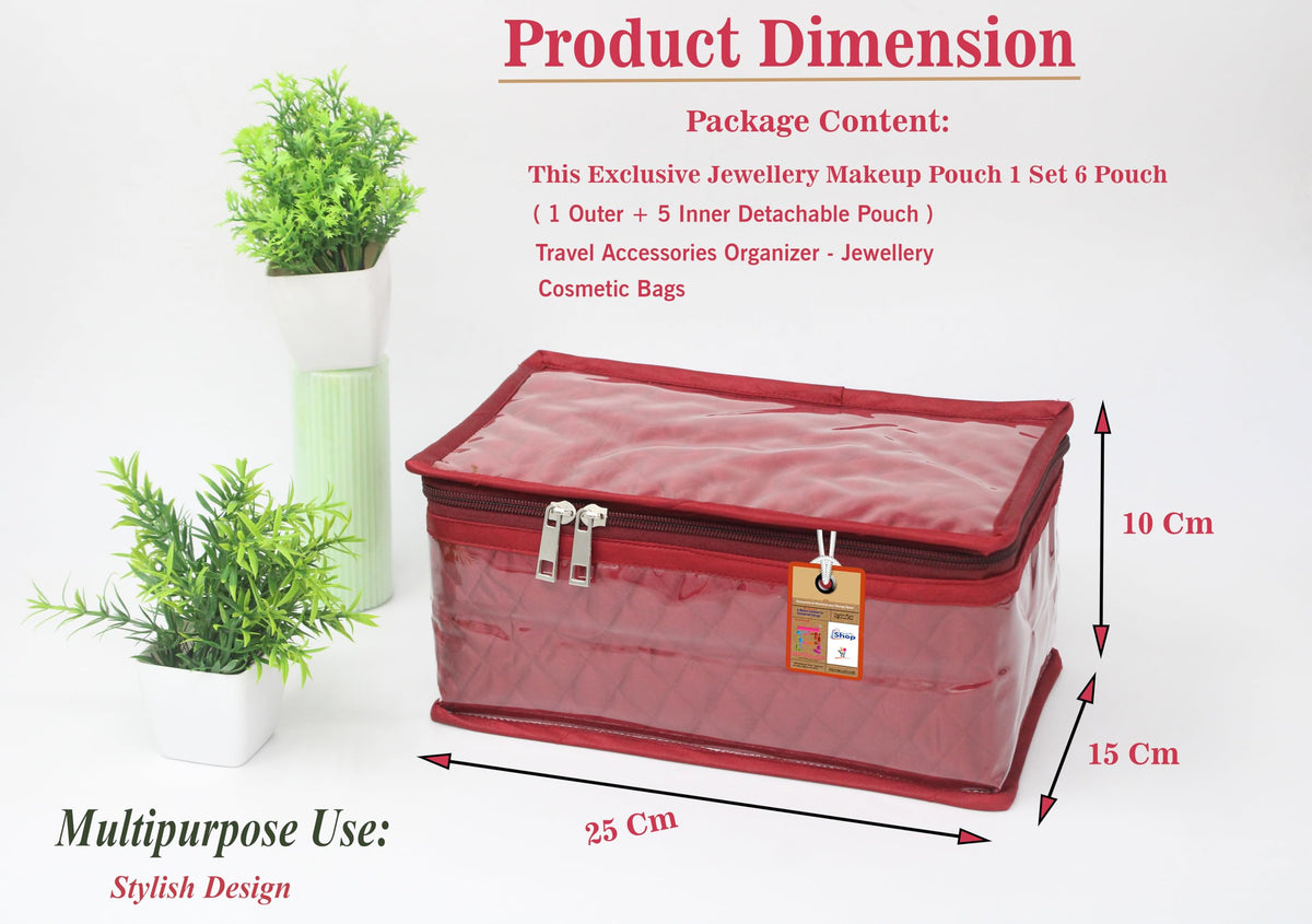 atorakushon satin makeup pouch maroon multipurpose cosmetics storage