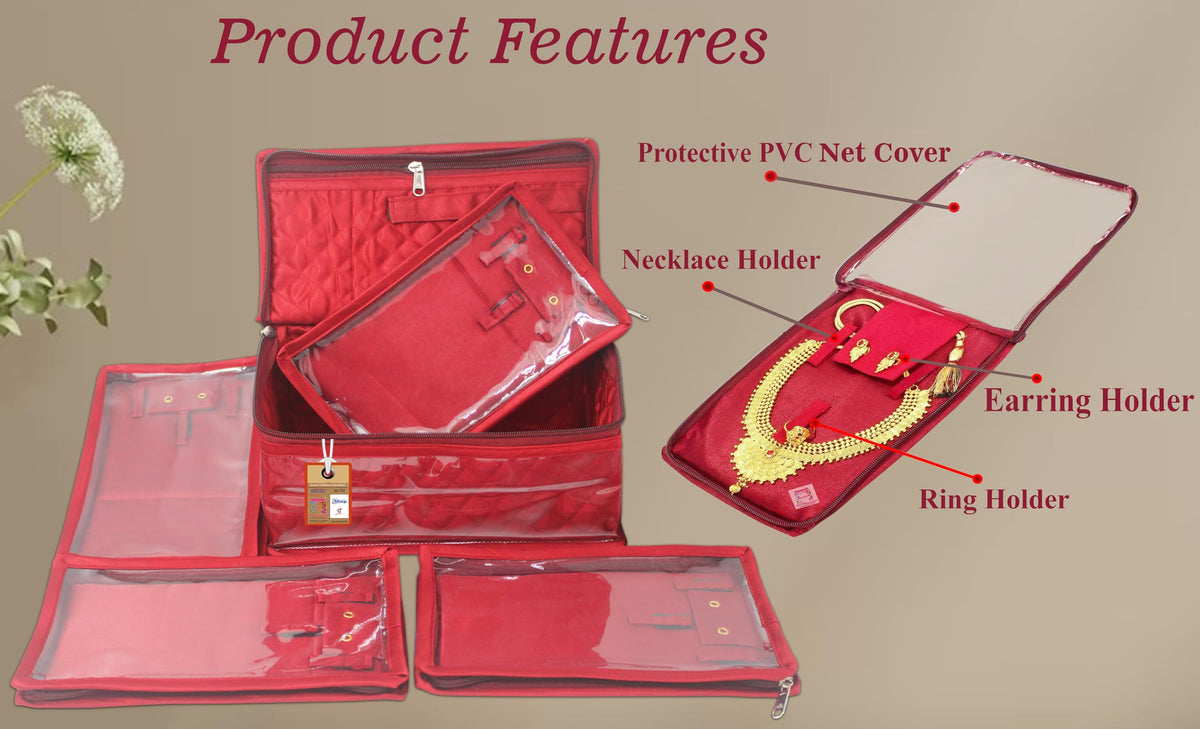 atorakushon jewelry organizer maroon secures necklaces and earrings neatly