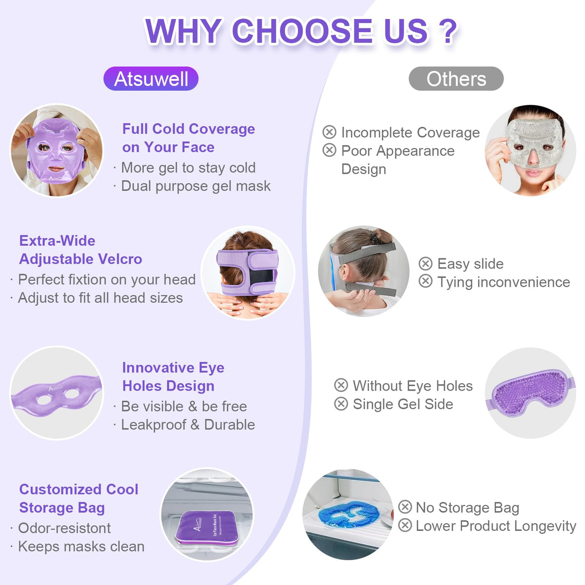 Atsuwell plush-side mask offering a gentle cooling feel during use