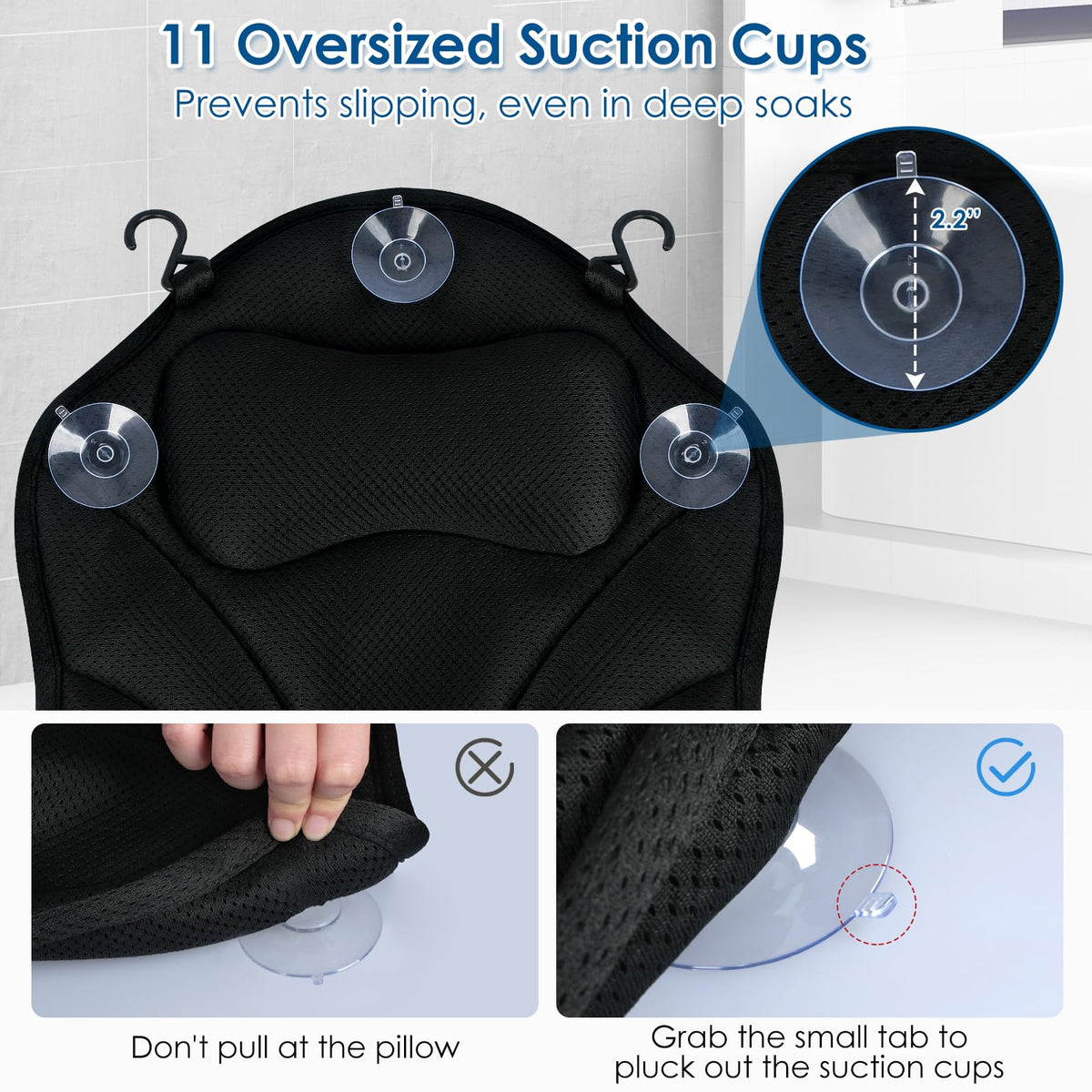 Atsuwell full-body bath pillow 3D mesh surface stays cool and dries quickly
