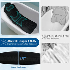Atsuwell bath pillow dual hooks enable easy drying and storage