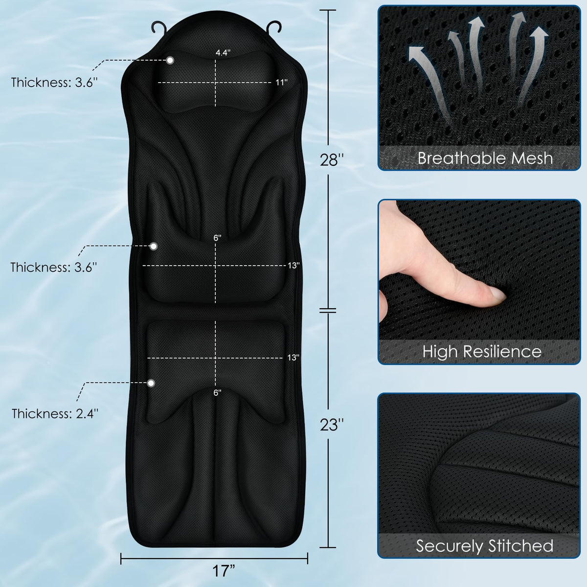 Atsuwell bath pillow hip comfort provides pressure relief during long baths
