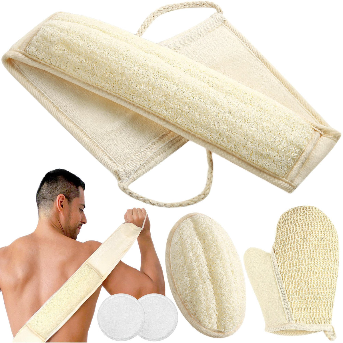 ATTEASAY back scrubber loofah for an invigorating cleanse and smoother skin