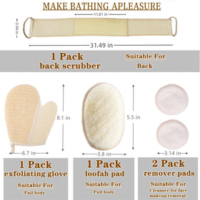 ATTEASAY shower loofah suit with cotton side for gentle cleansing