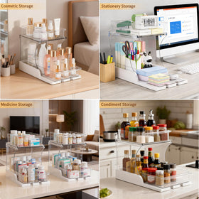 Attelite acrylic construction provides sturdy, durable countertop storage.