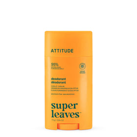 ATTITUDE aluminum-free deodorant bottle with orange blossom and eucalyptus for all-day freshness.