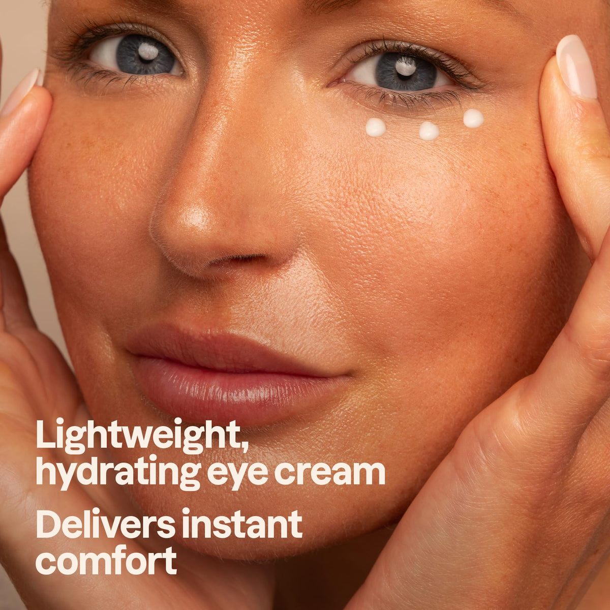 Applying ATTITUDE eye cream under the eye for smooth absorption