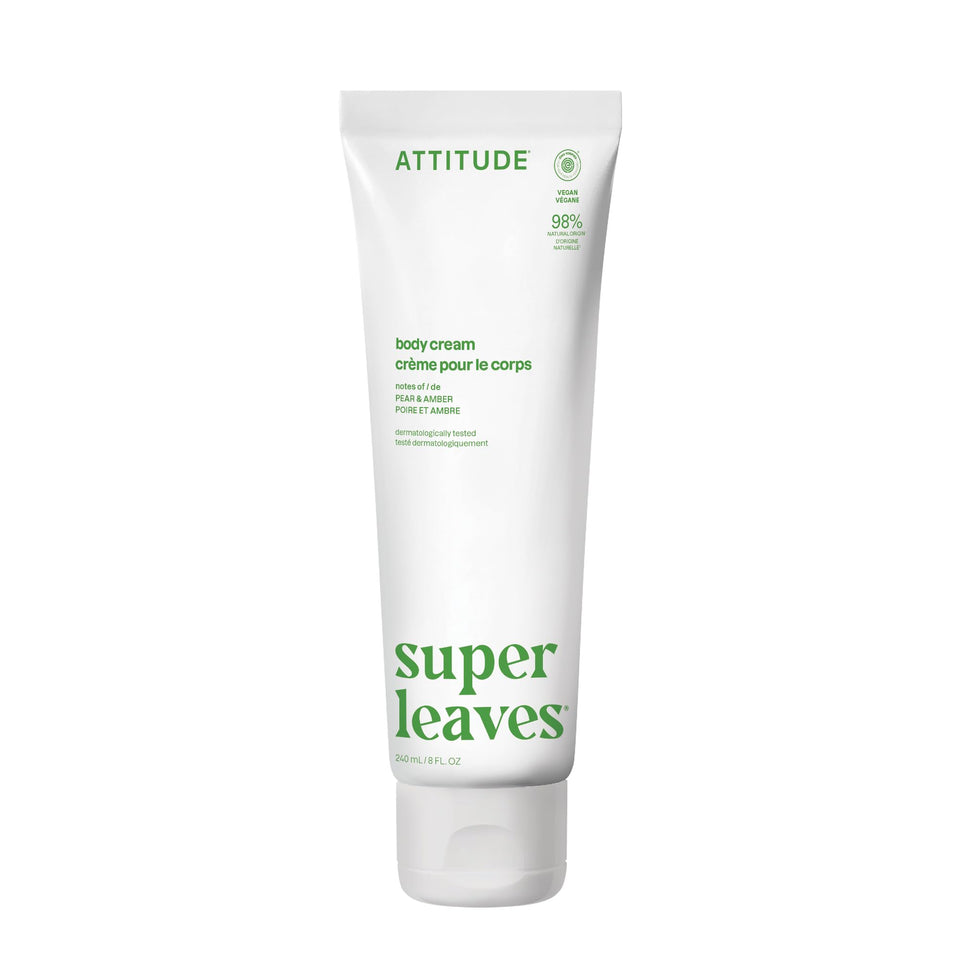 ATTITUDE body cream bottle with pear-amber scent for refreshing daily care
