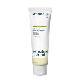 ATTITUDE Sensitive Body Cream with oat bottle shown for soothing, long-lasting moisture.