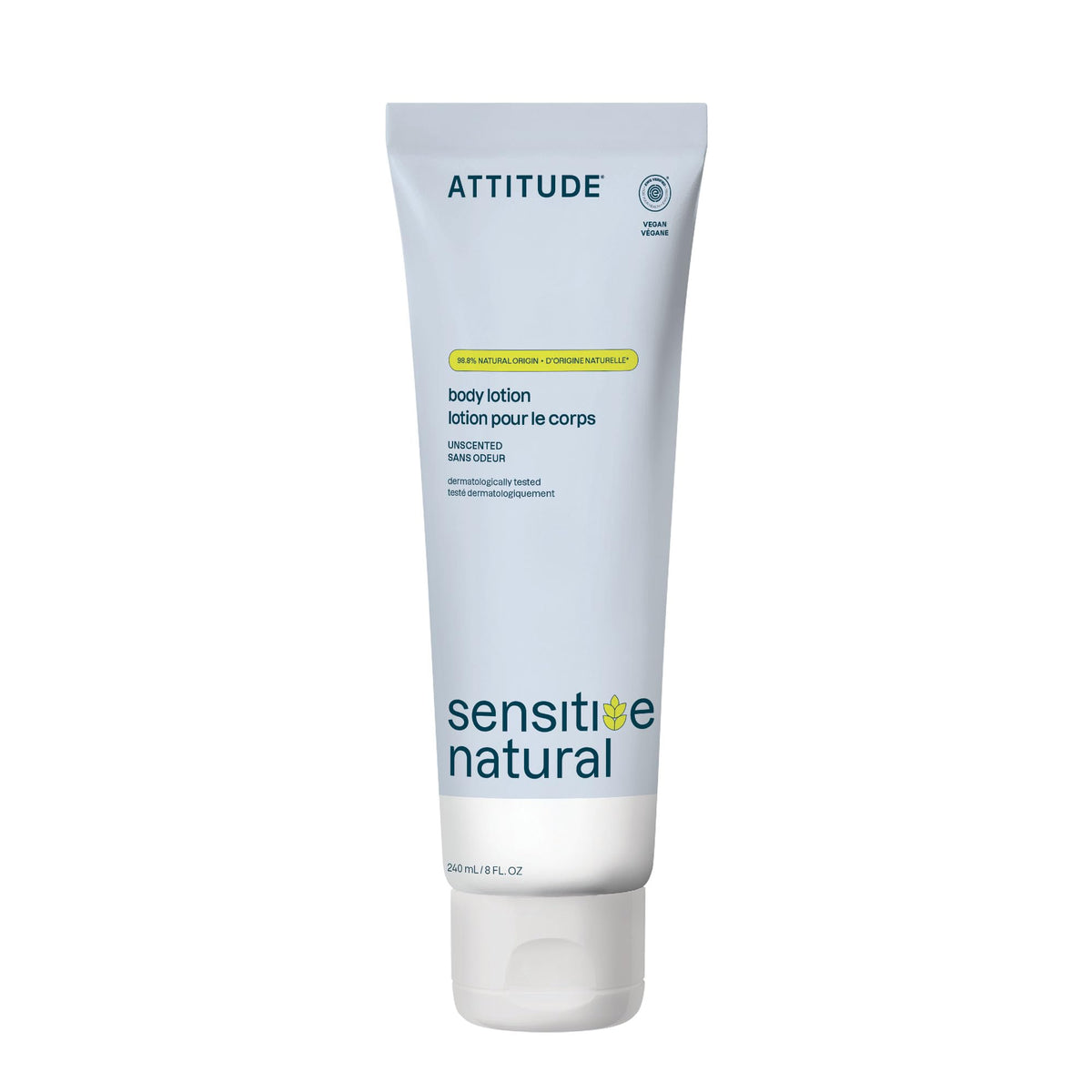 ATTITUDE Body Lotion Unscented tube provides gentle daily hydration for sensitive skin.