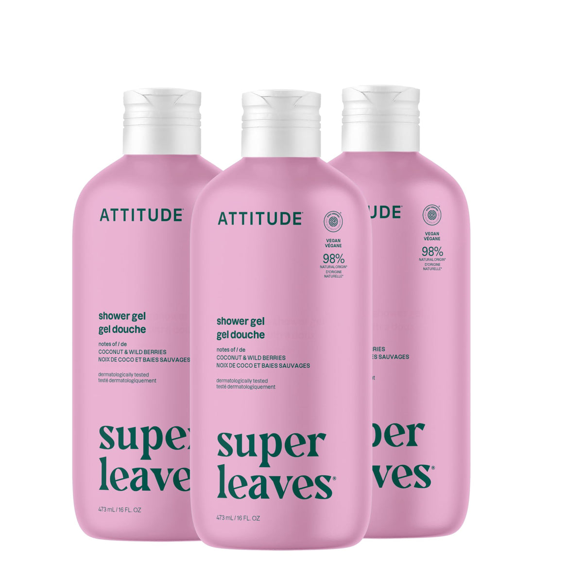 ATTITUDE Body Wash bottle pour demonstrates gentle plant-based cleansing.