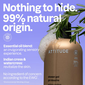 ATTITUDE sage rosemary fragrance evokes a balanced shower experience