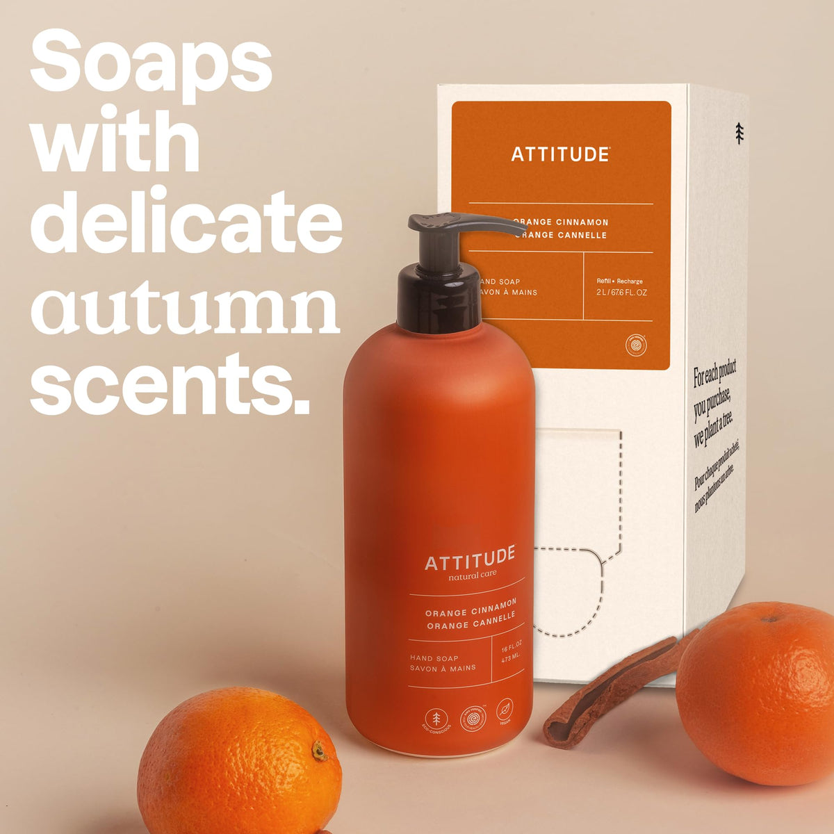 ATTITUDE hand soap orange cinnamon scent for daily refreshing wash