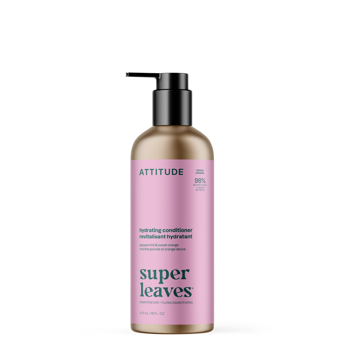 ATTITUDE Hydrating Conditioner bottle reveals peppermint and orange fragrance for refreshed hair