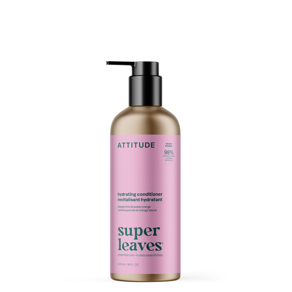 ATTITUDE Hydrating Conditioner bottle reveals peppermint and orange fragrance for refreshed hair