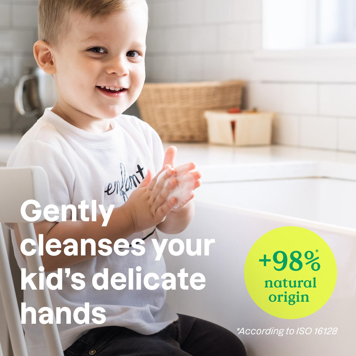 ATTITUDE Kids Mango foam close-up showing soft, rich lather for easy handwashing