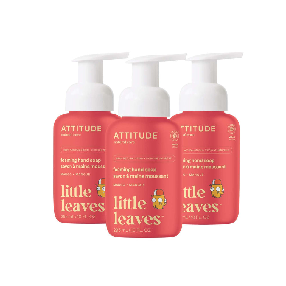 ATTITUDE Kids Mango foaming hand soap pump bottle for gentle cleansing on tiny hands