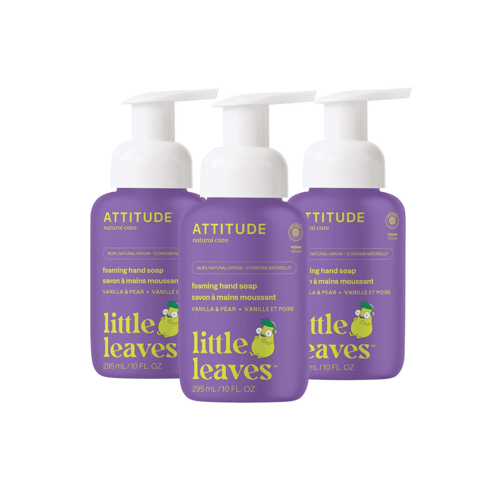 ATTITUDE Kids Foaming Hand Soap pump delivers gentle, rich lather for small hands.