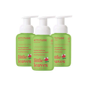 ATTITUDE kids foaming hand soap bottle with watermelon scent and easy-pump for independent washing.