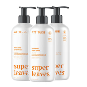 Attitude liquid hand soap bottle close-up showing clean, vegan formula.