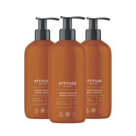 ATTITUDE orange cinnamon hand soap bottle with festive scent for daily use