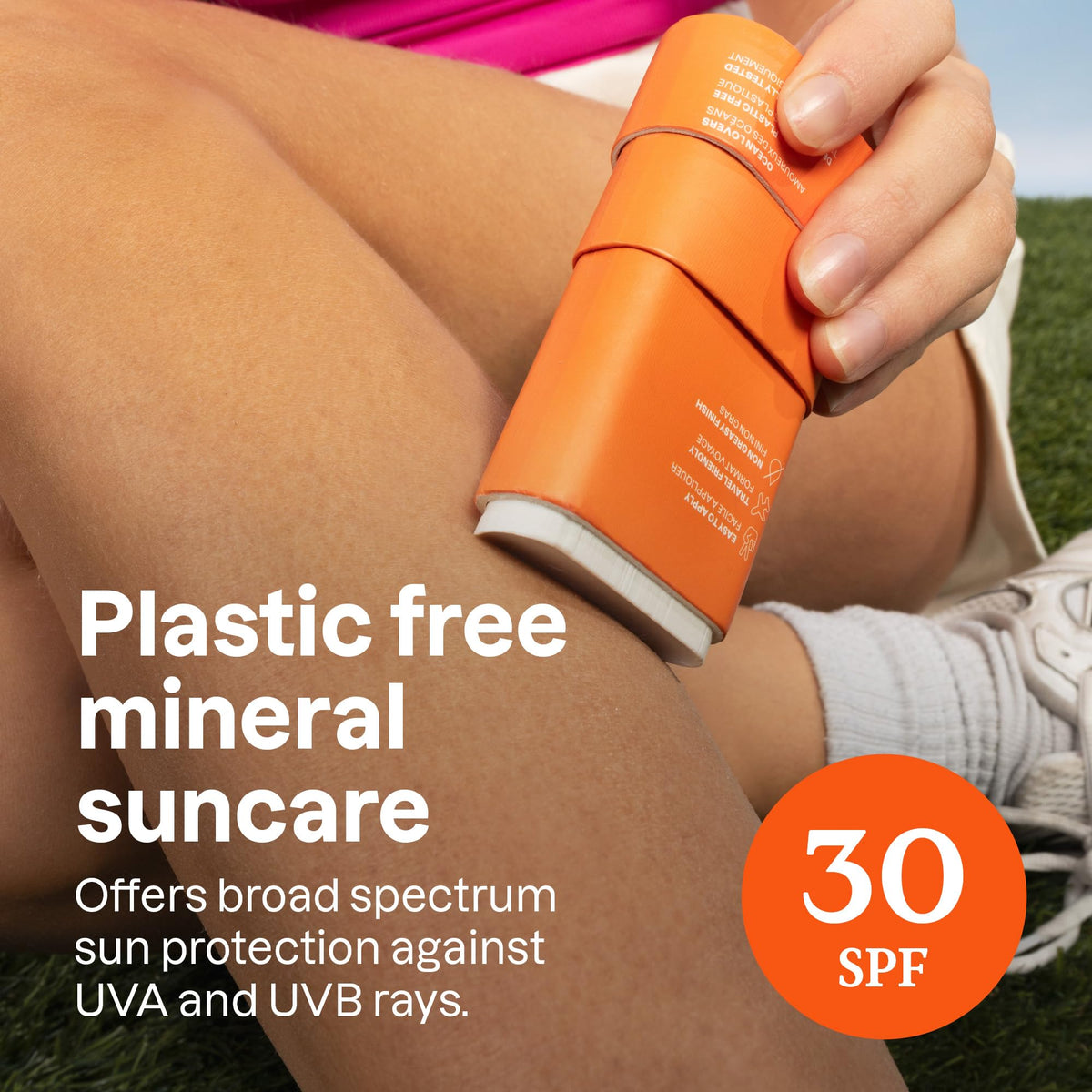 ATTITUDE Mineral Sunscreen Stick application on the face shows quick, mess-free daily protection.