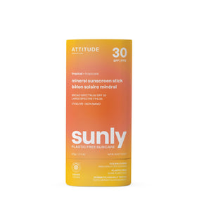 ATTITUDE mineral sunscreen stick packaging shows clean ingredients for everyday protection